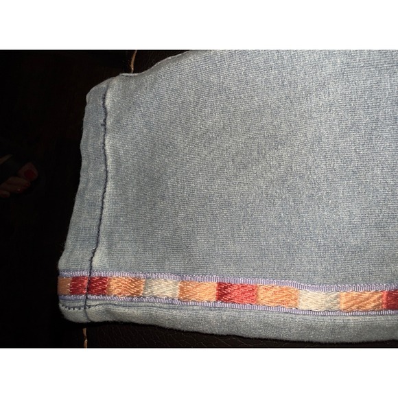 Matilda Jane Girls Size 6 Light Blue Denim Jeans‎ Colorful Trim Flower Buttons - Picture 5 of 8